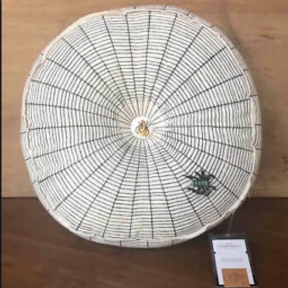 Round tangled web spider web pillow John Derian
